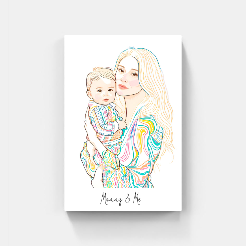 Custom Color Line Art Portrait – Modern & Vibrant Illustration