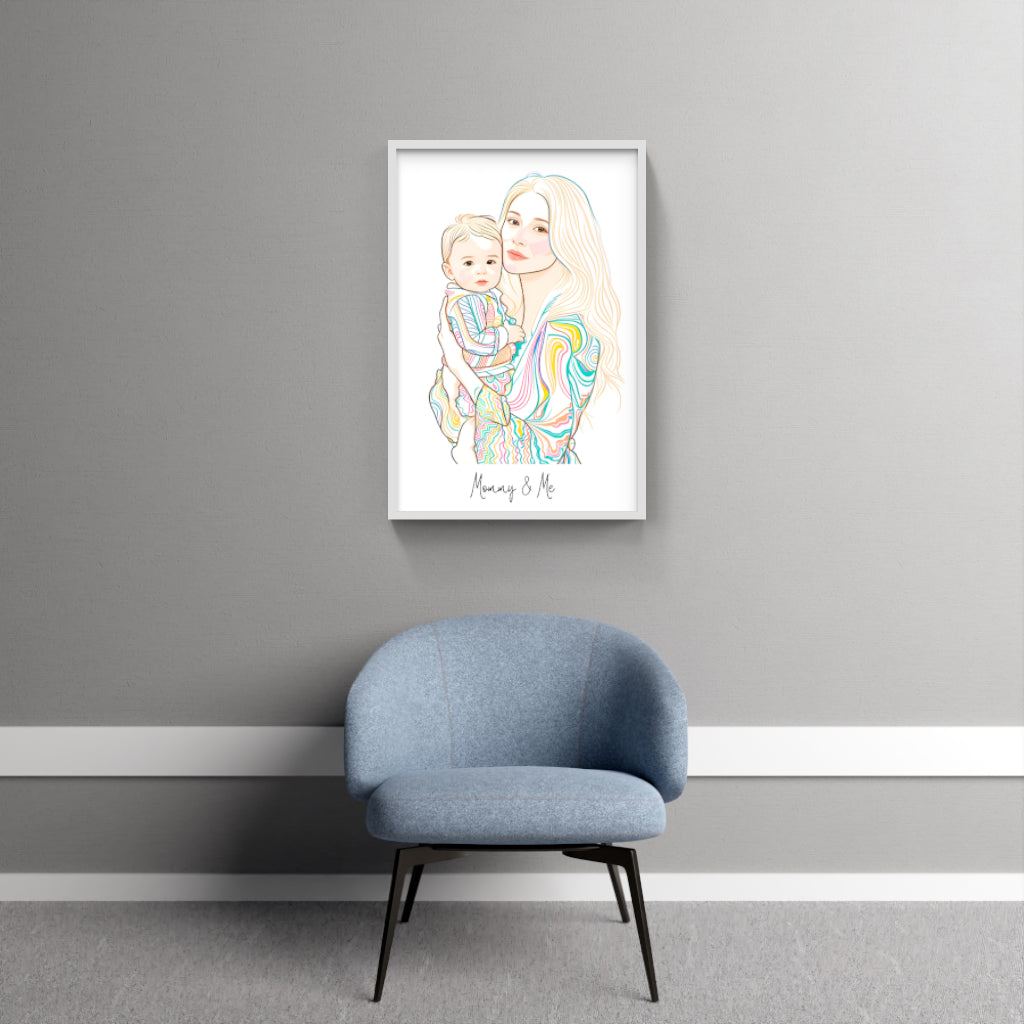 Custom Color Line Art Portrait – Modern & Vibrant Illustration