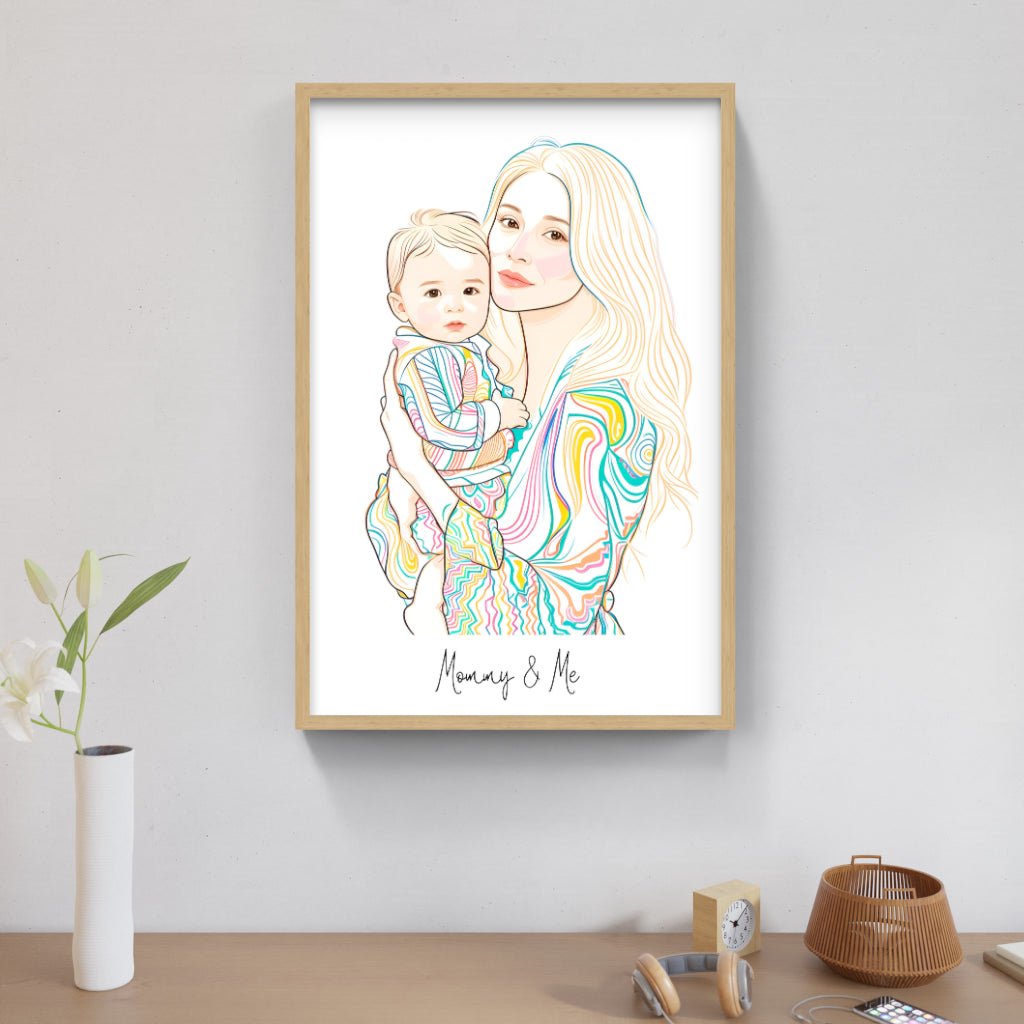 Custom Color Line Art Portrait – Modern & Vibrant Illustration