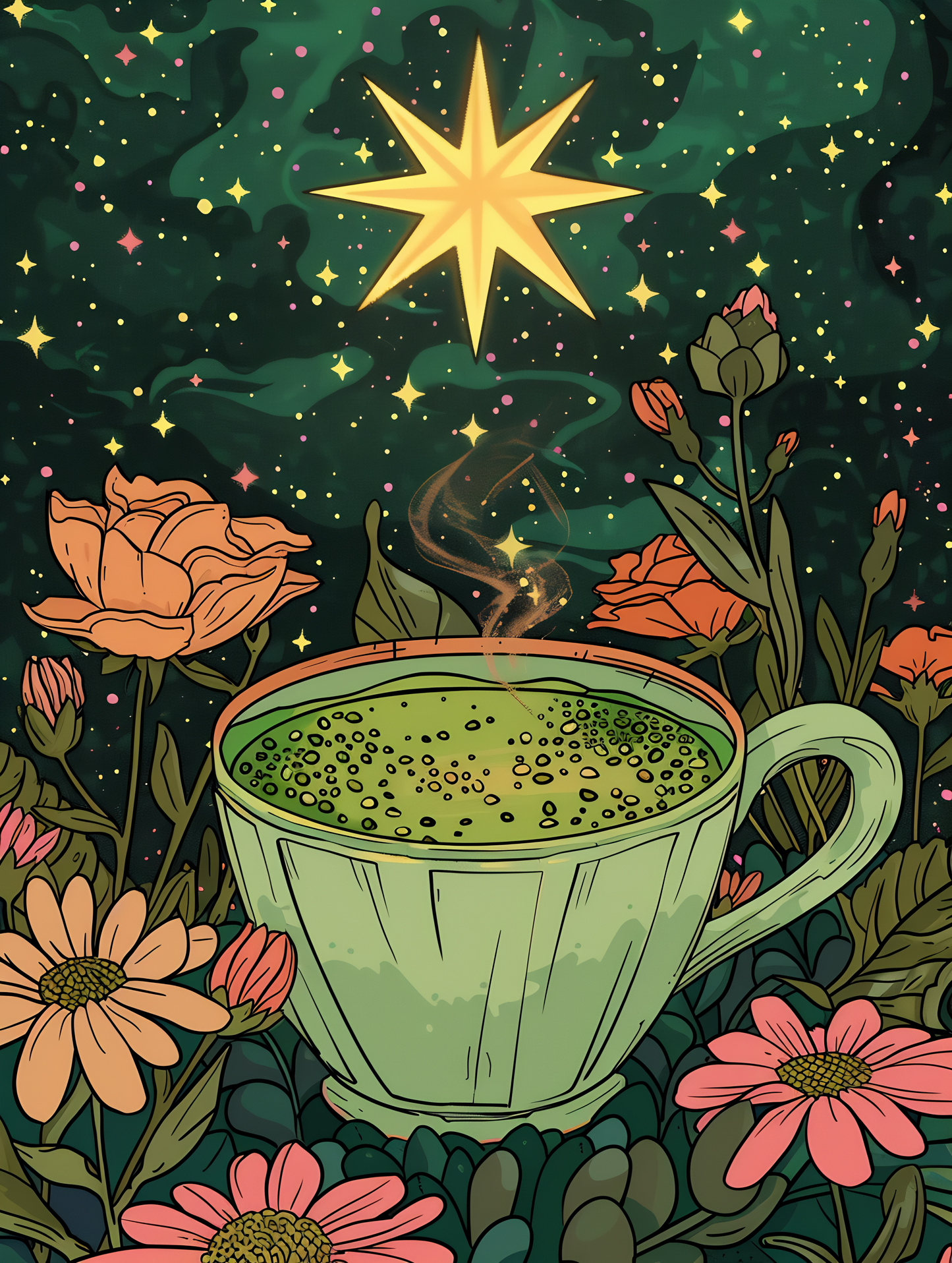 Starlit Serenity: Cosmic Brew Mystical Infusion