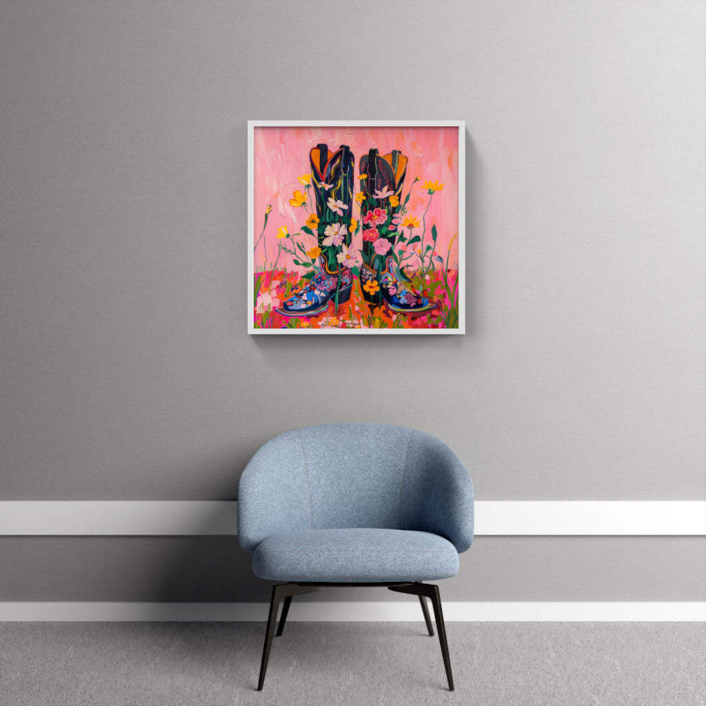 Floral Footprints: Whimsical Boots Playful Sophistication