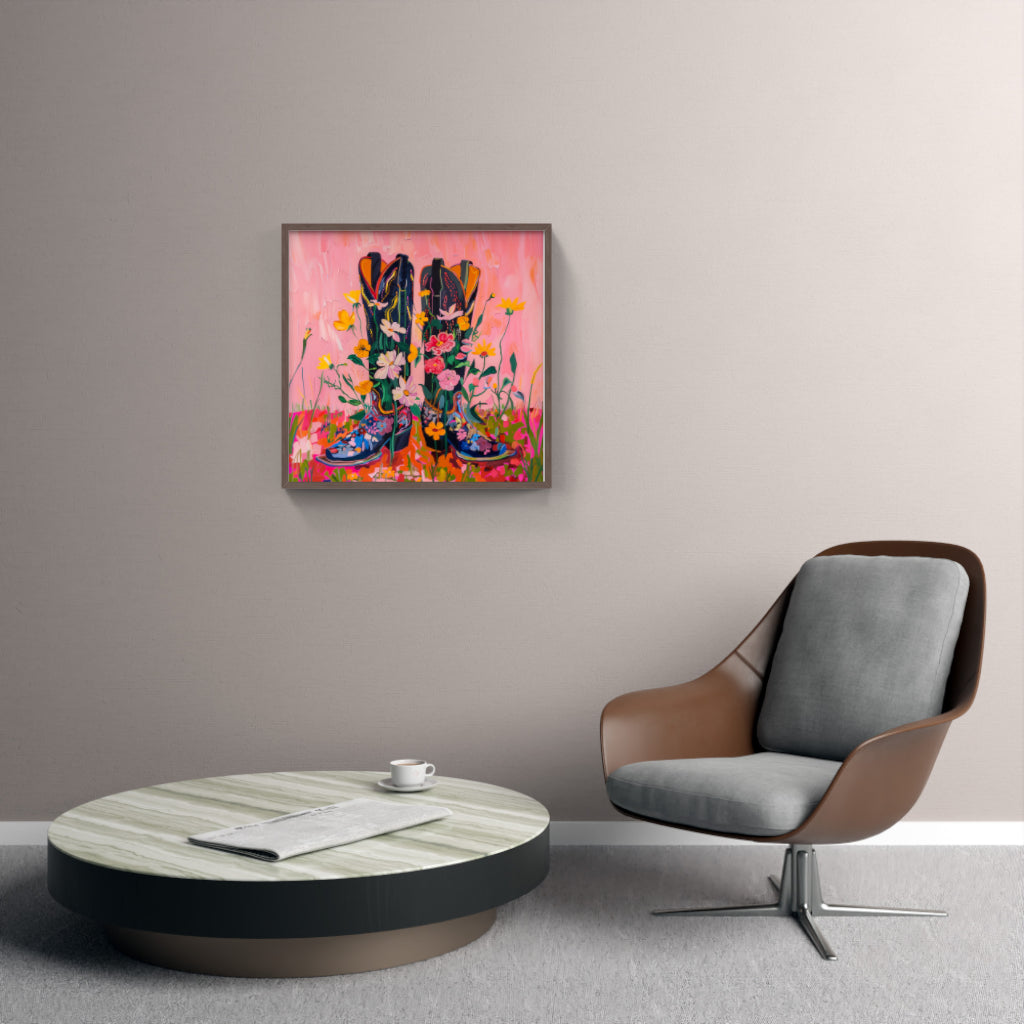 Floral Footprints: Whimsical Boots Playful Sophistication