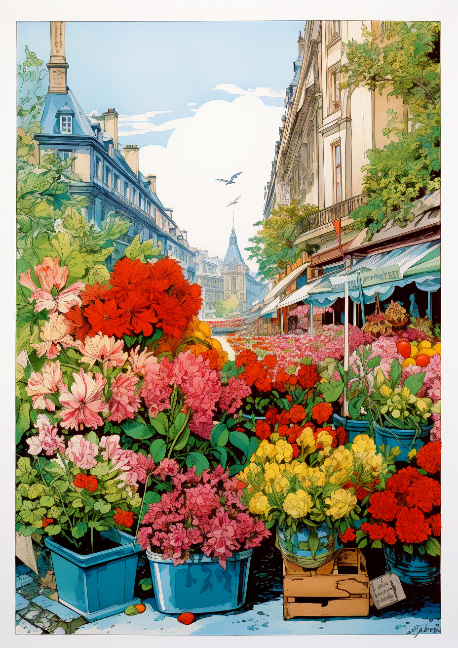 Floral Market Bliss: Parisian Charm