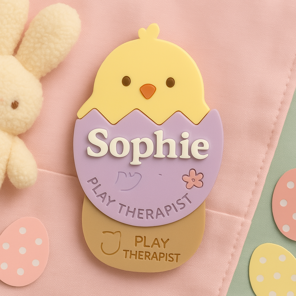 🐣 Personalized Chick Name Badge – Play Therapist Edition