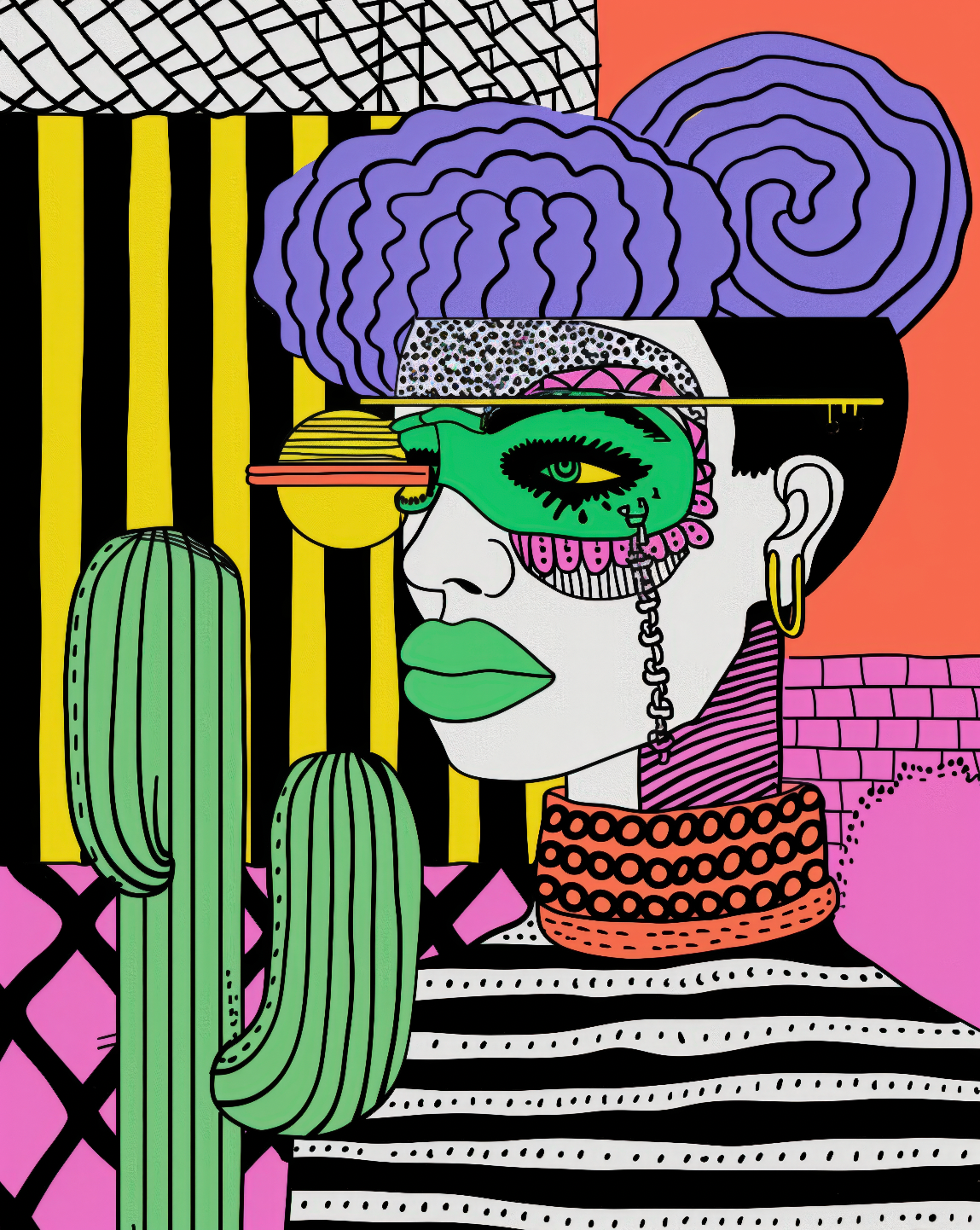 Pop Art Portrait with Cactus