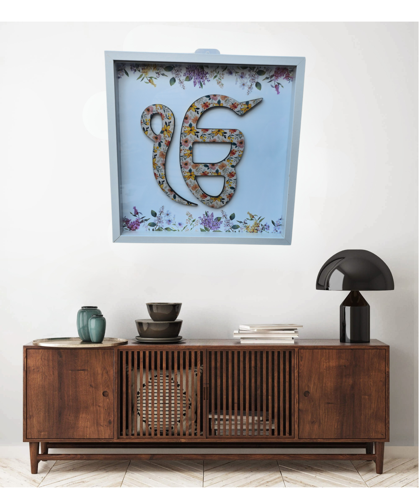 Beautiful Floral "Ik Onkar" 3D Wall Frame