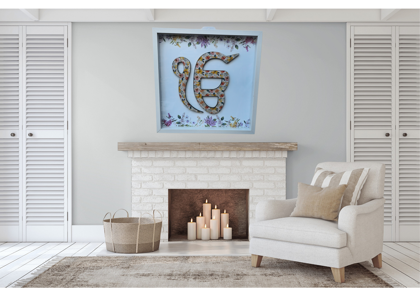 Beautiful Floral "Ik Onkar" 3D Wall Frame
