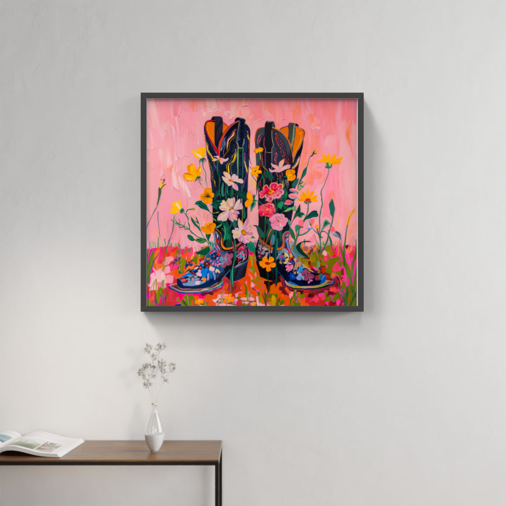 Floral Footprints: Whimsical Boots Playful Sophistication