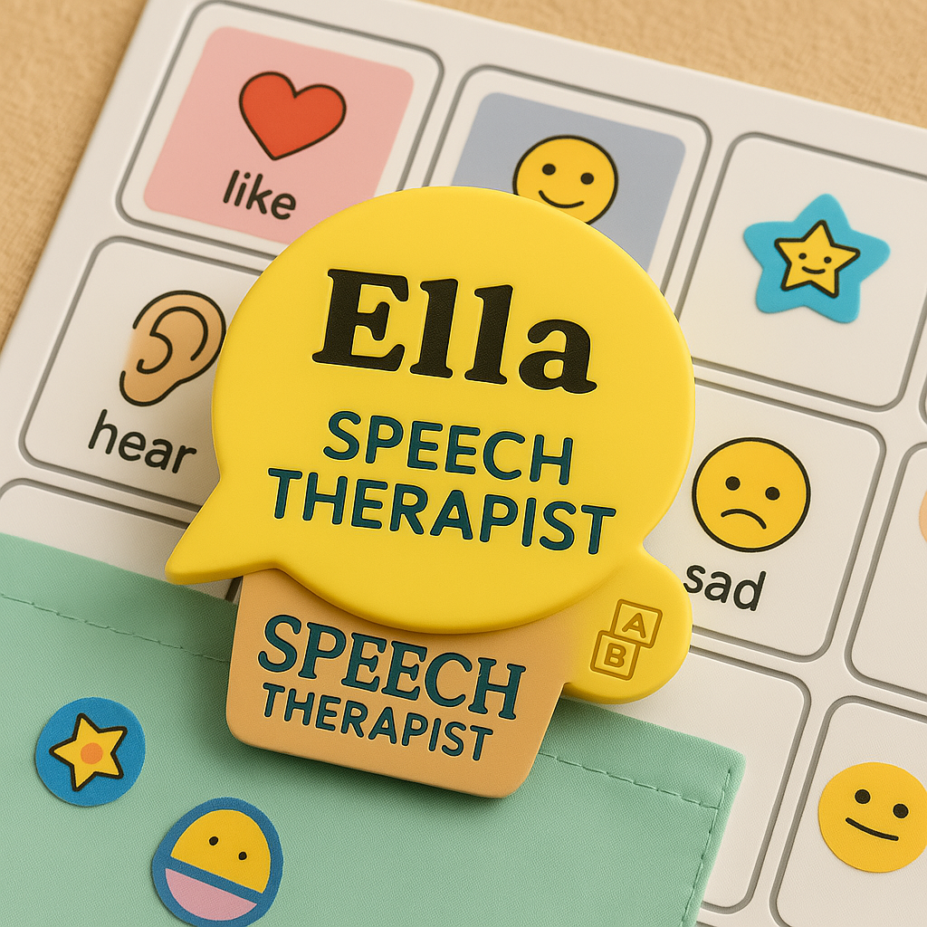 💬 Personalized Speech Bubble Name Badge – Speech Therapist Edition