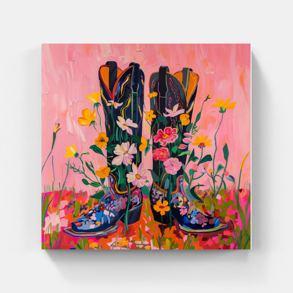 Floral Footprints: Whimsical Boots Playful Sophistication