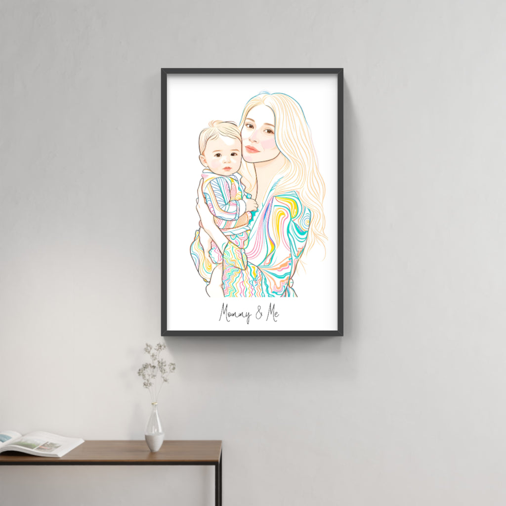 Custom Color Line Art Portrait – Modern & Vibrant Illustration