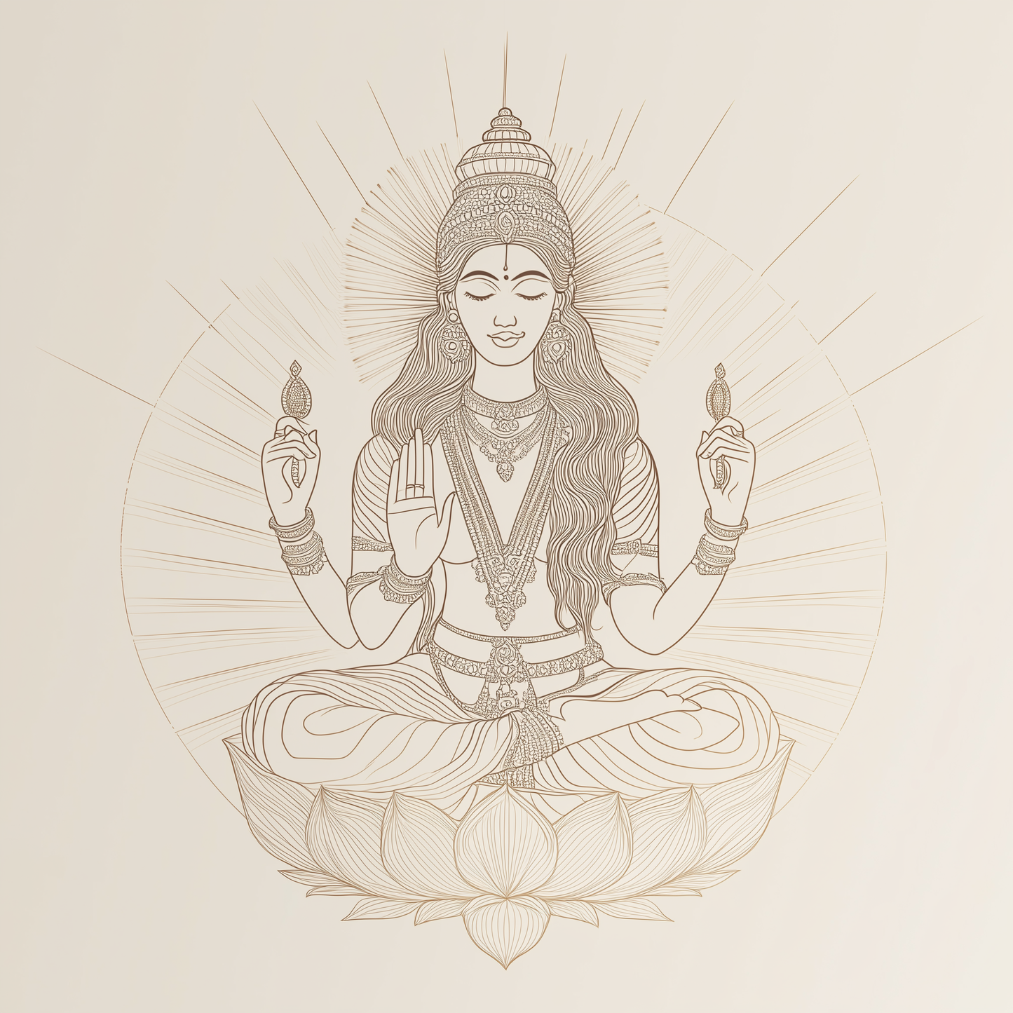Divine Elegance - Goddess Lakshmi Line Art