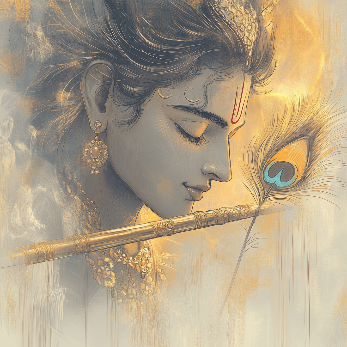 Celestial Harmony - Krishna Flute Art