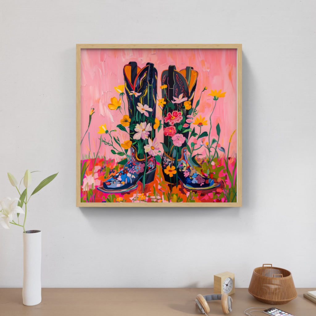 Floral Footprints: Whimsical Boots Playful Sophistication