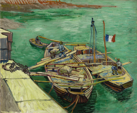 Quay with Men Unloading Sand Barges (1888)