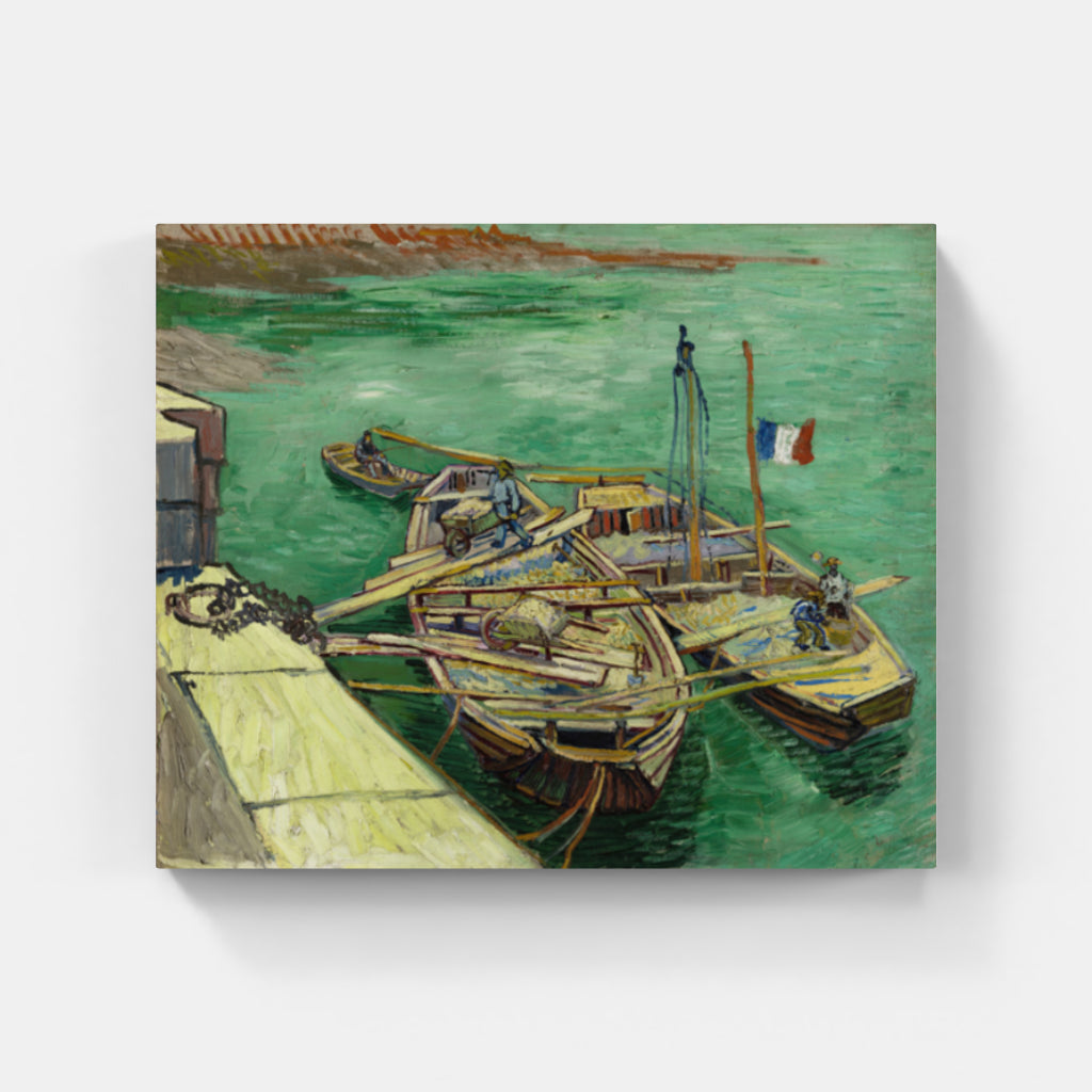 Quay with Men Unloading Sand Barges (1888)