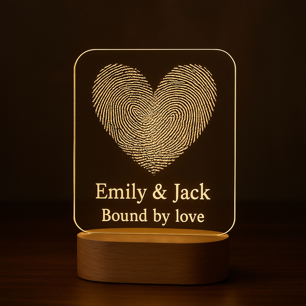 Personalized Fingerprint Heart LED Lamp – “Bound by Love”