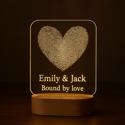 Personalized Fingerprint Heart LED Lamp – “Bound by Love”