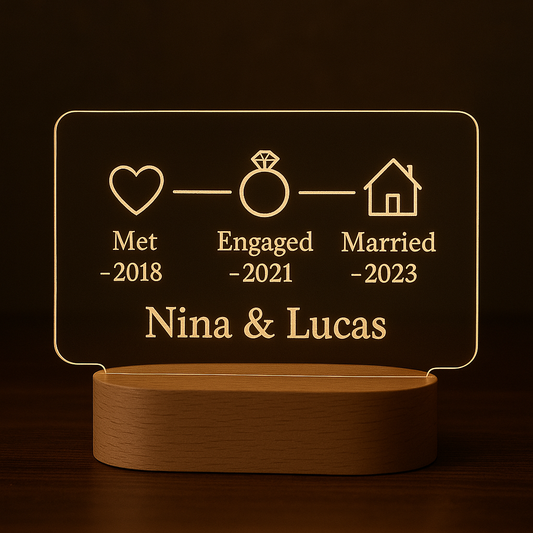 Personalized LED Timeline Acrylic Lamp – “Our Love Story”