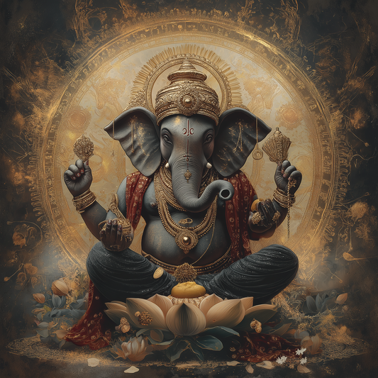 The Mystical Guardian - Black Gold Ganesha
