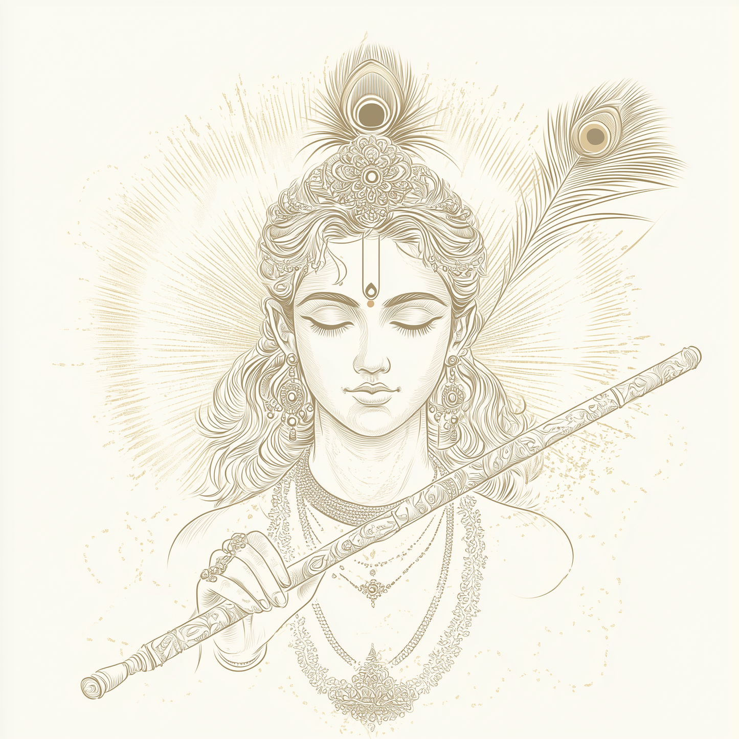 Sacred Melodies - Lord Krishna Line Art
