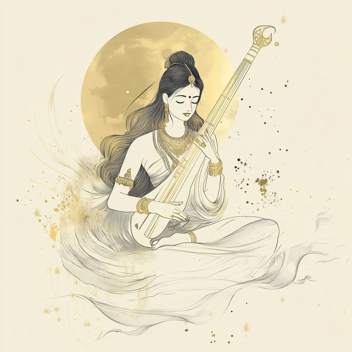 Goddess Saraswati - Symphony of Wisdom